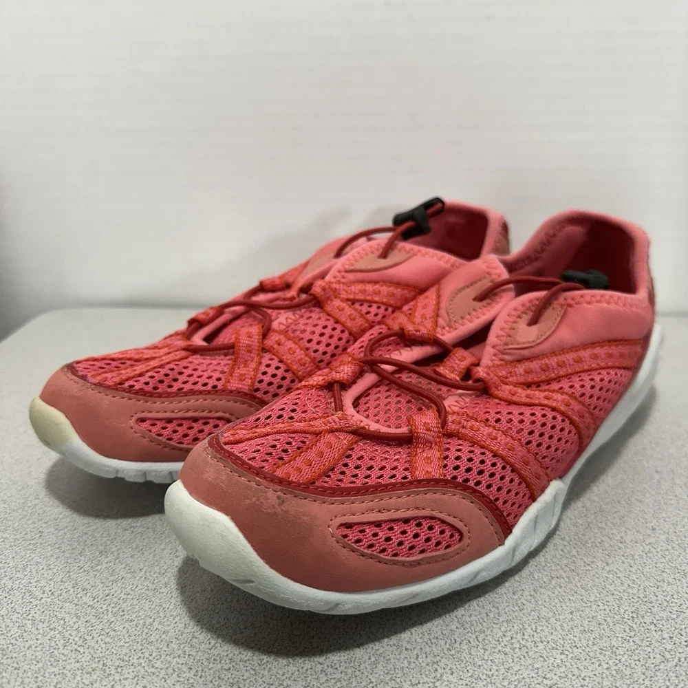 LANDS END Womens 7B Water Sport Mesh Slip-on Sneakers Pink Bungee‎ Drawstring